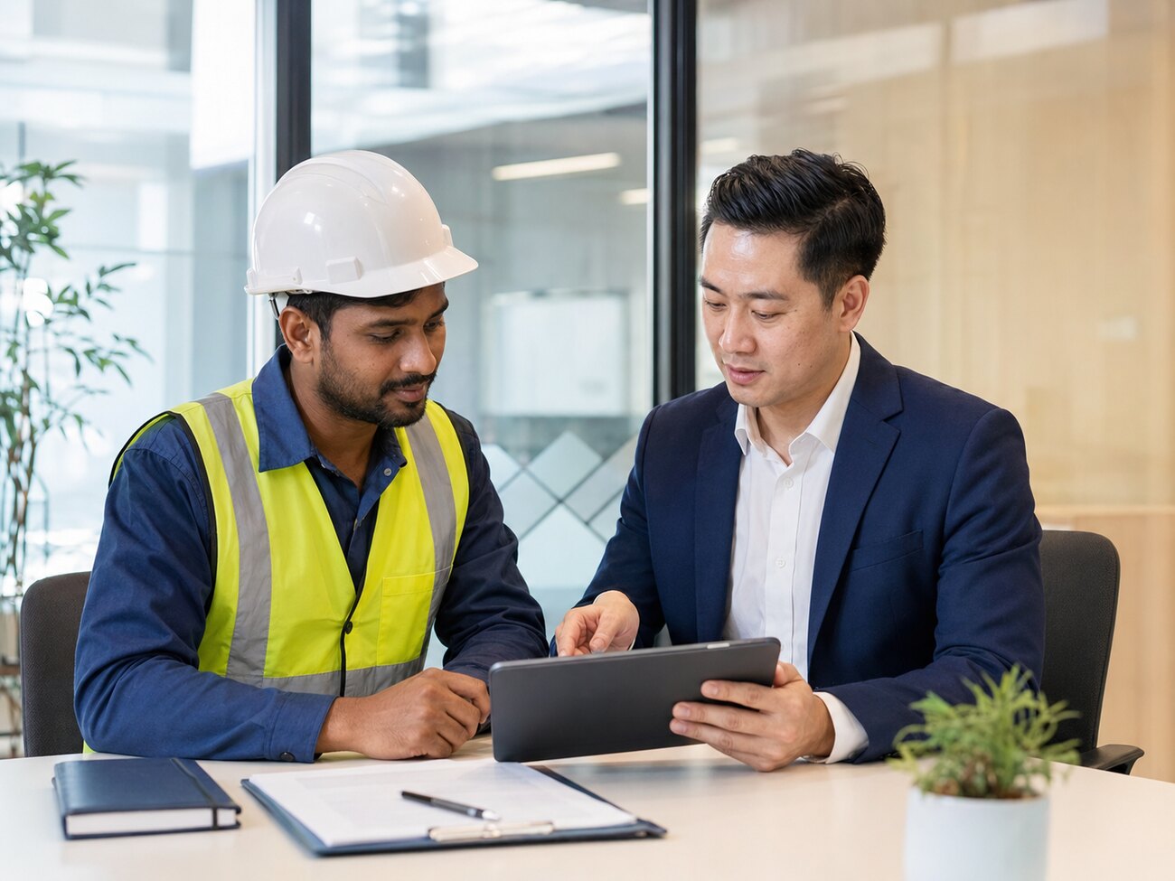 Recruitment professional supporting a worker during onboarding